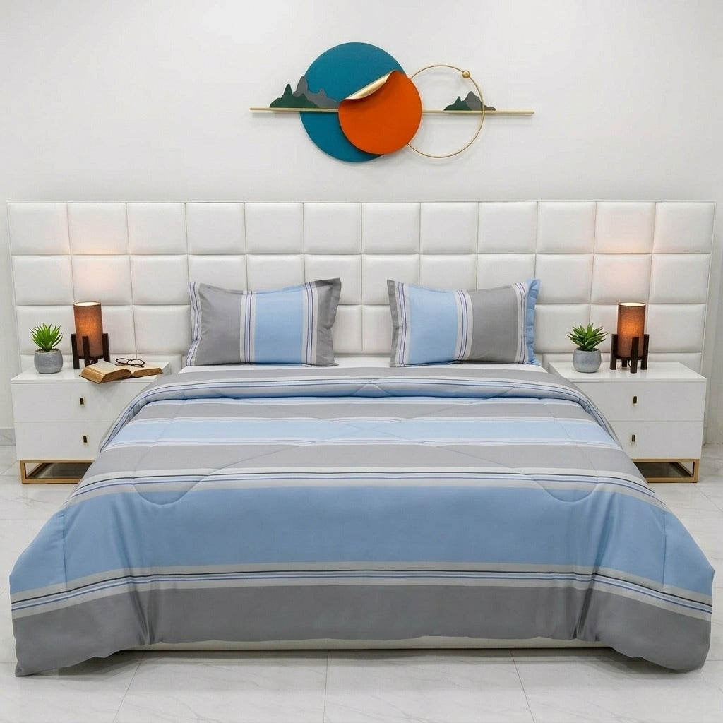 3PCs Double Duvet Cover- Prism Bed Sheets Apricot