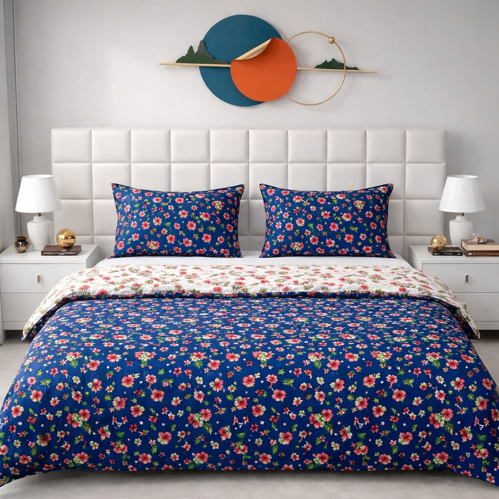 3PCs Double Duvet Cover- Pansy Bed Sheets Apricot