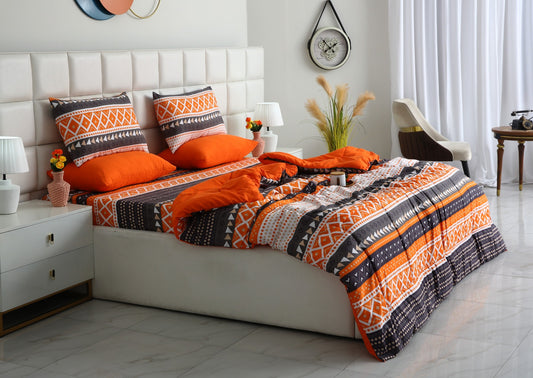 6 PCs Summer Comforter Set- Mexican Style Bed Spread Apricot