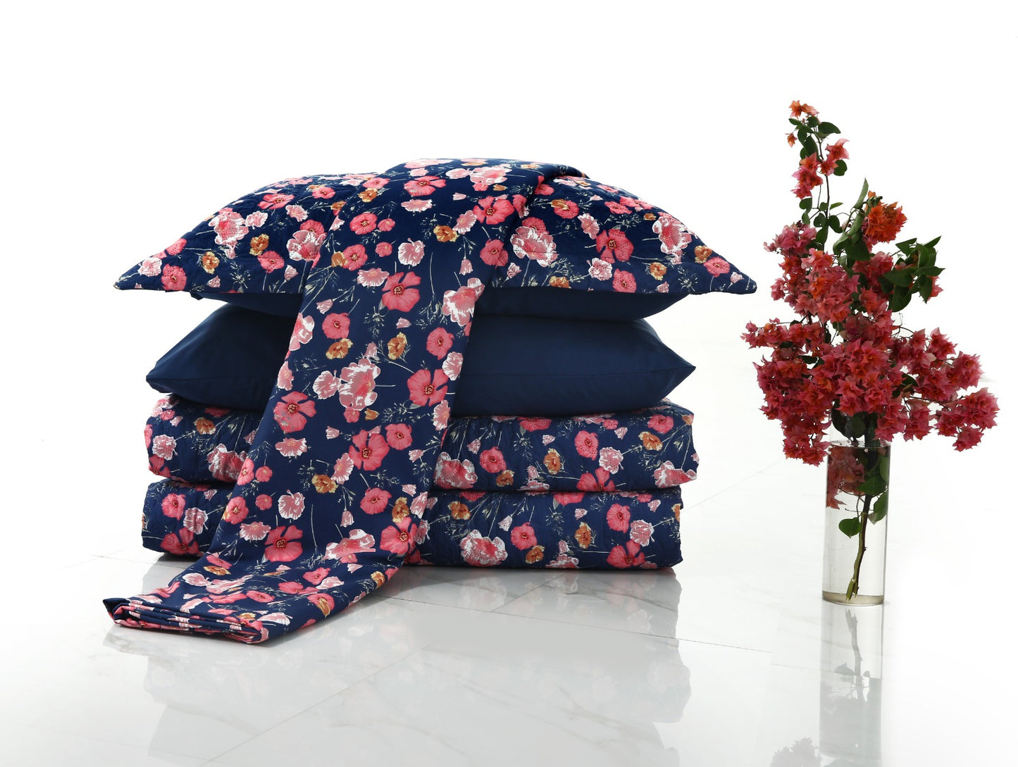 6 PCs Bed Spread Set- Automan Bloom Bed Spread Apricot