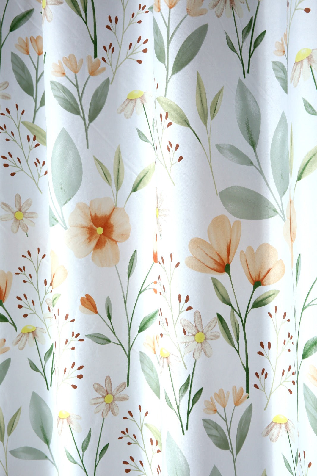 2 PCs Blackout Room Curtains- Orange Flower Curtains Apricot