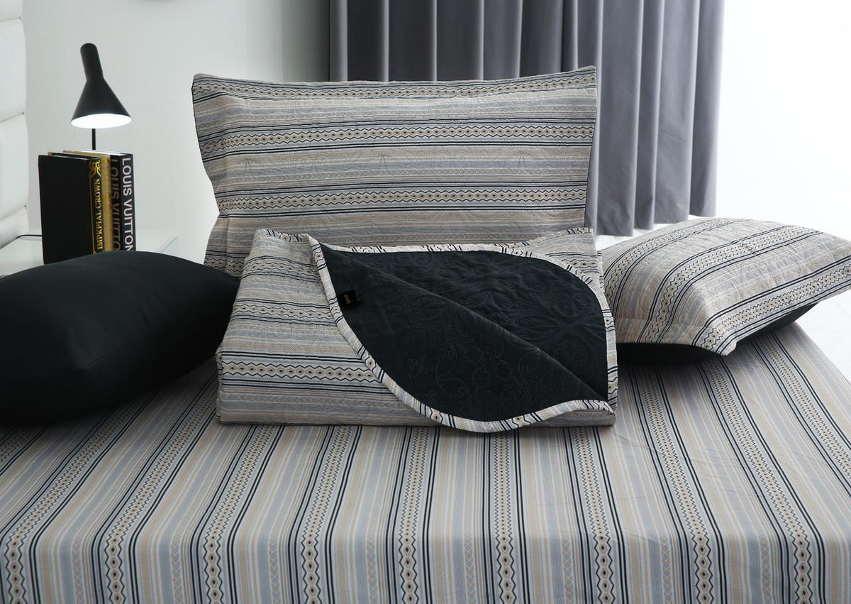 6 PCs Bed Spread Set- Slate Bed Spread Apricot