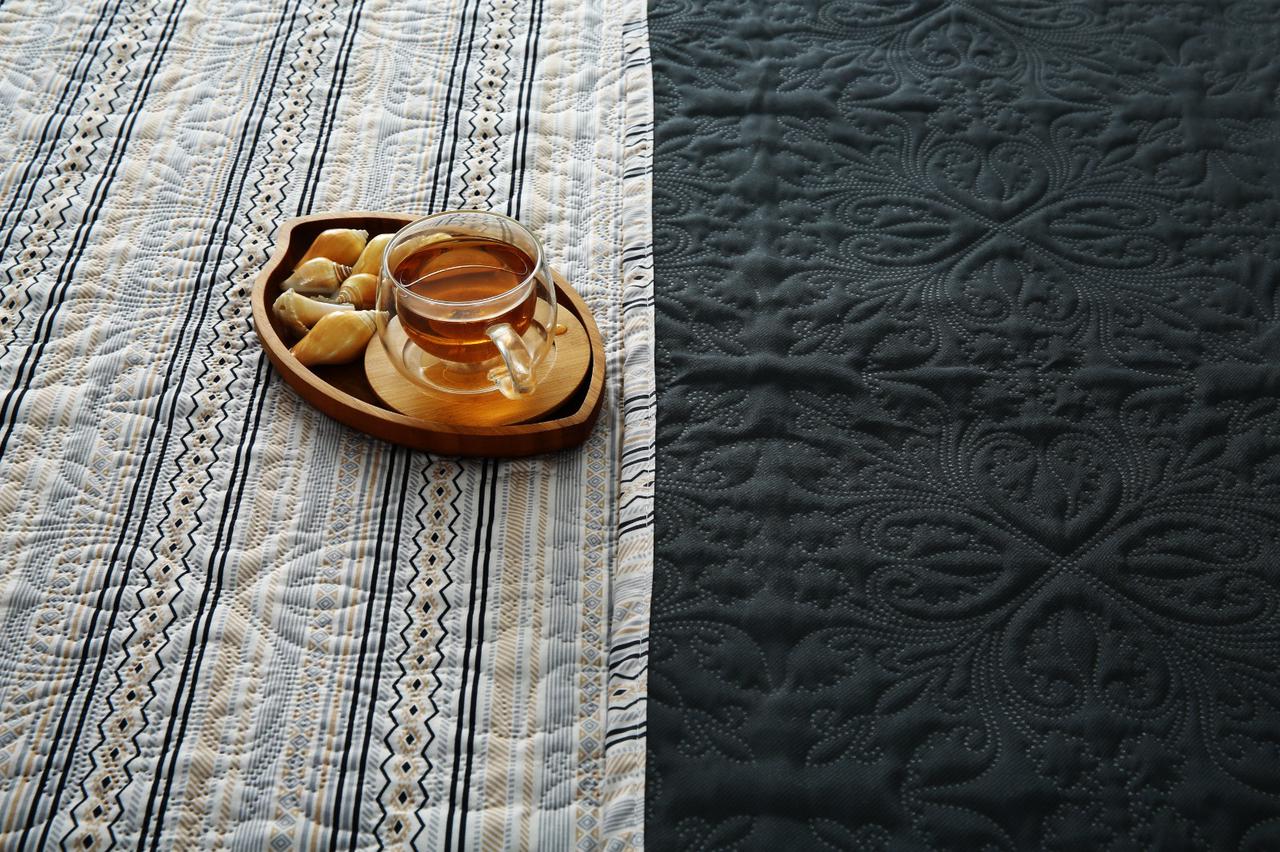 6 PCs Bed Spread Set- Slate Bed Spread Apricot