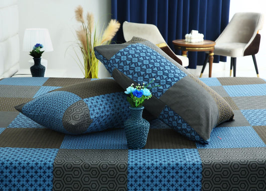 Fitted Bed Sheet- Indigo Patchwork