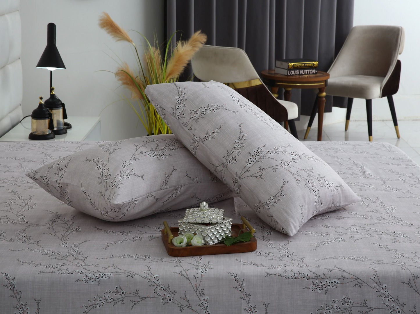 3 PCs Double Bed Sheet- Jaipur Waves BED SHEET Apricot