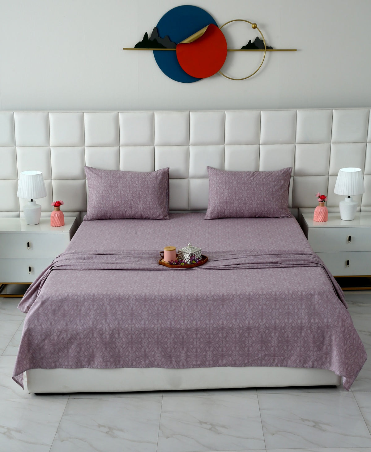 3 PCs Double Bed Sheet With Same Packing- Rosy Dreams Bed Sheets Apricot