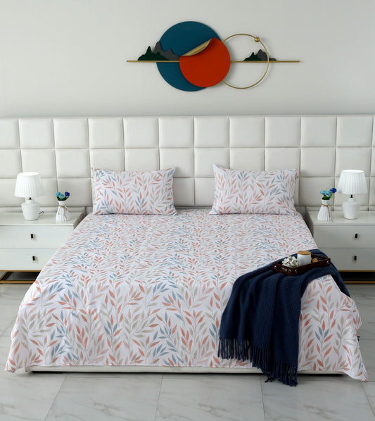 3 PCs Double Bed Sheet With Same Packing- Bed Sheets Apricot