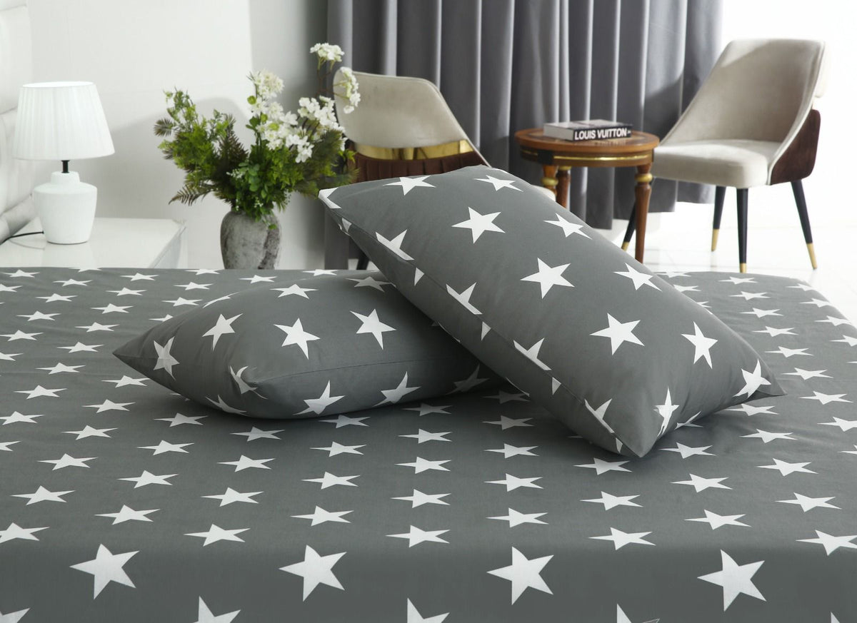 3 PCs Double Bed Sheet With Same Packing- Stars Bed Sheets Apricot