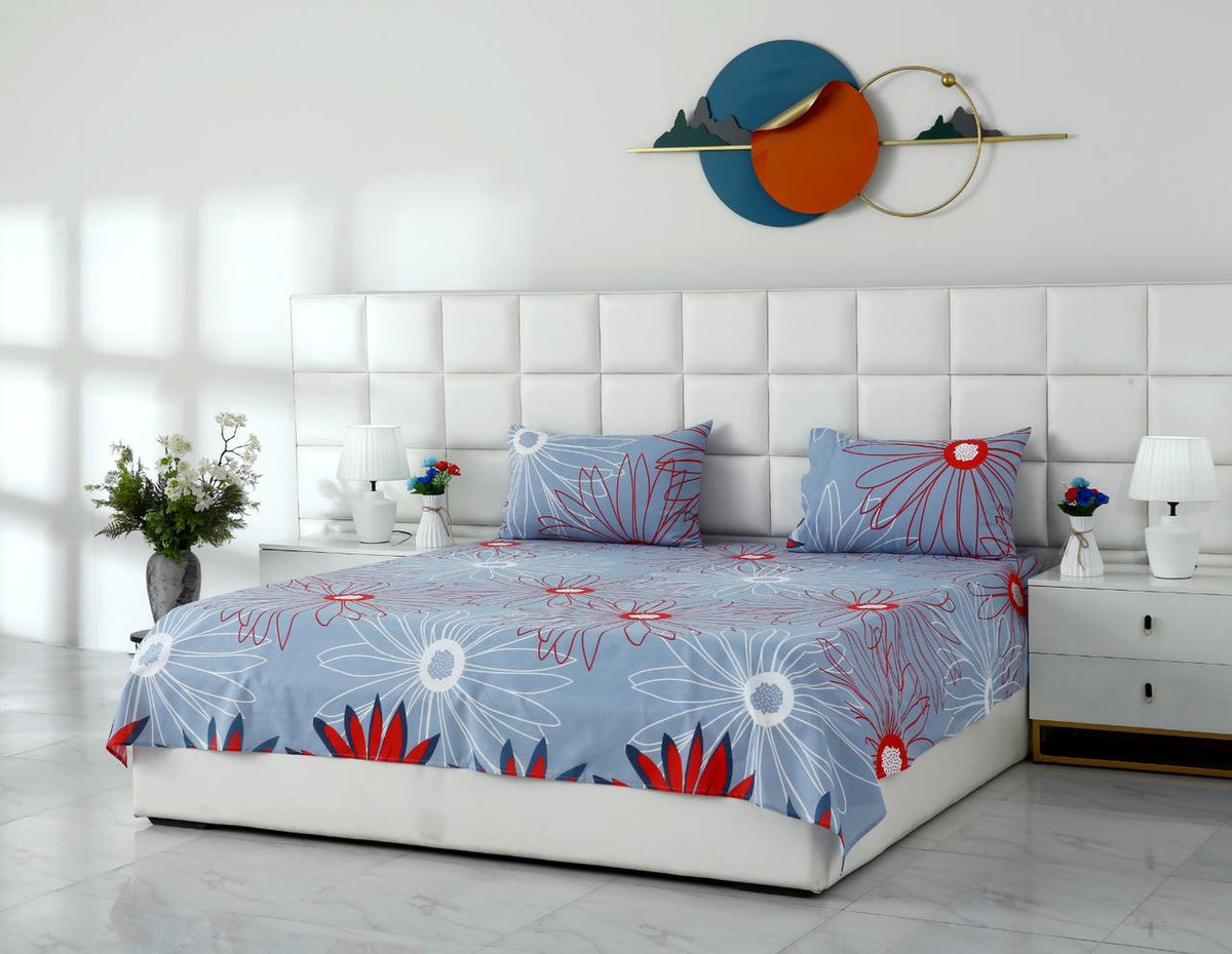 3 PCs Double Bed Sheet-DB-275 Bed Sheets Apricot