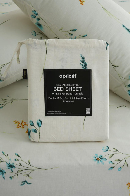 3 PCs Double Bed Sheet With Same Packing- Bed Sheets Apricot