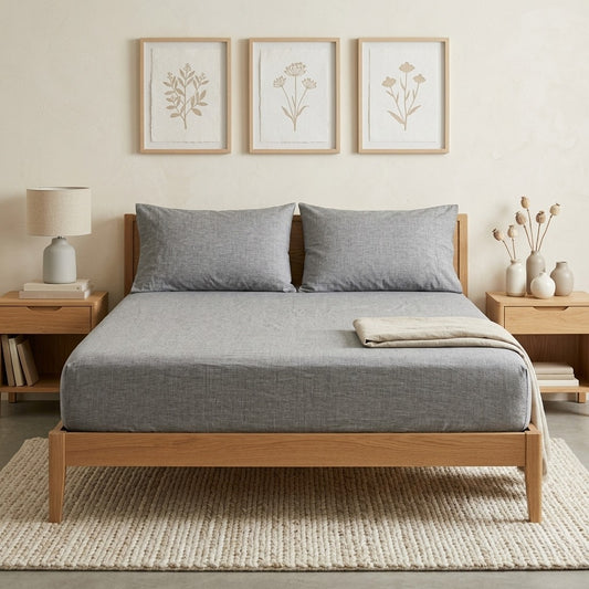 Fitted Bed Sheet-FT009 Fitted Sheets Apricot