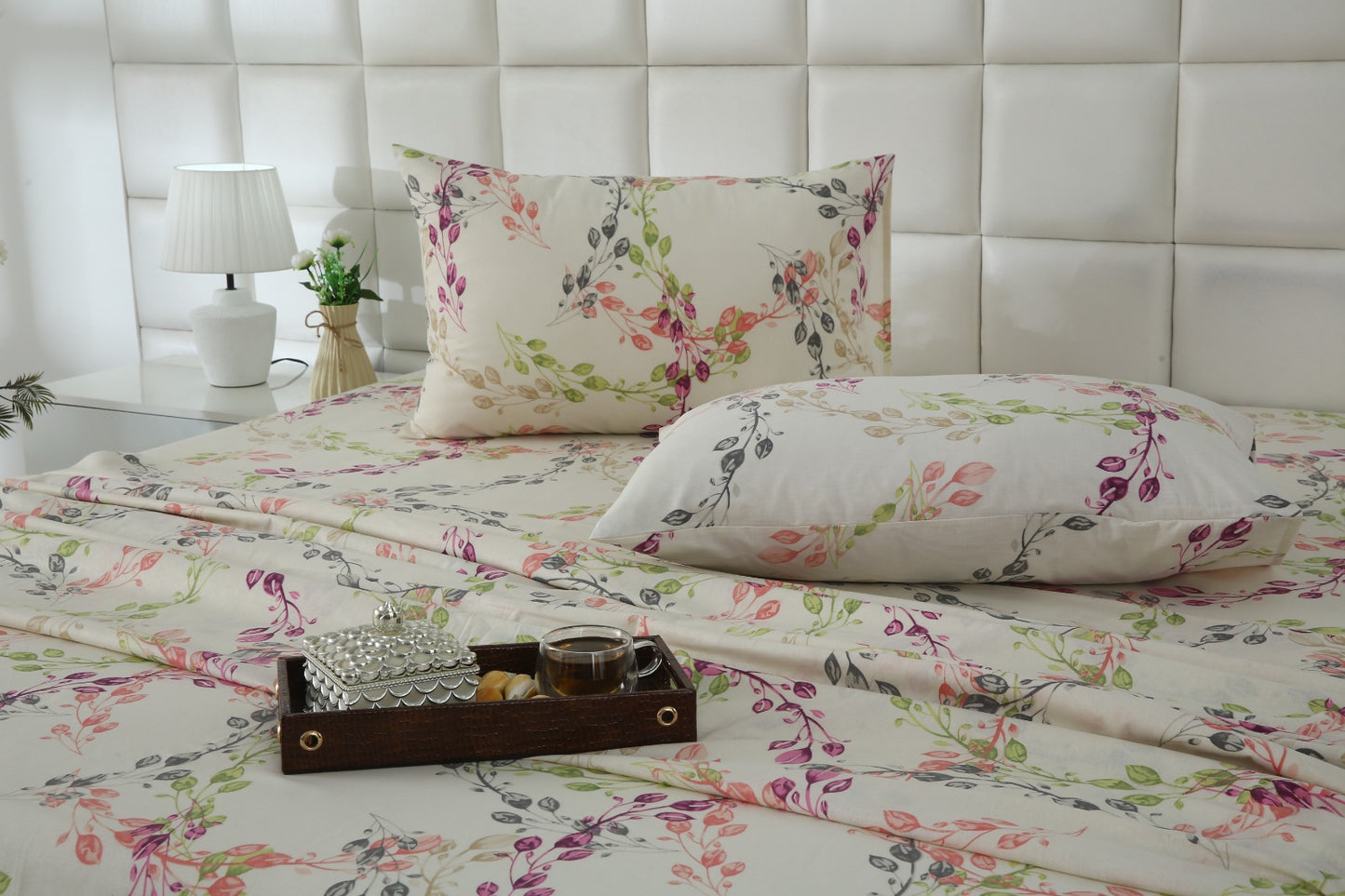 3 PCs Double Bed Sheet With Same Packing- DB282 Bed Sheets Apricot