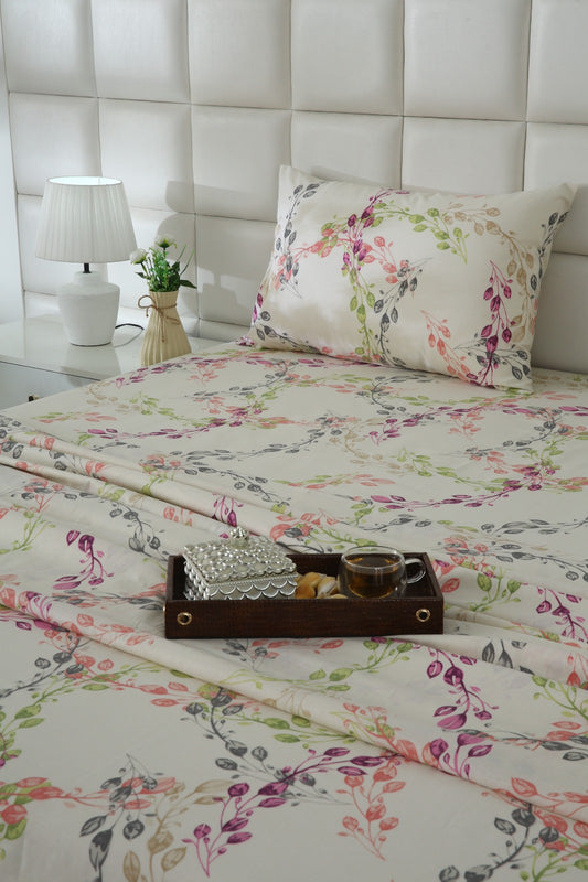3 PCs Double Bed Sheet With Same Packing- Bed Sheets Apricot