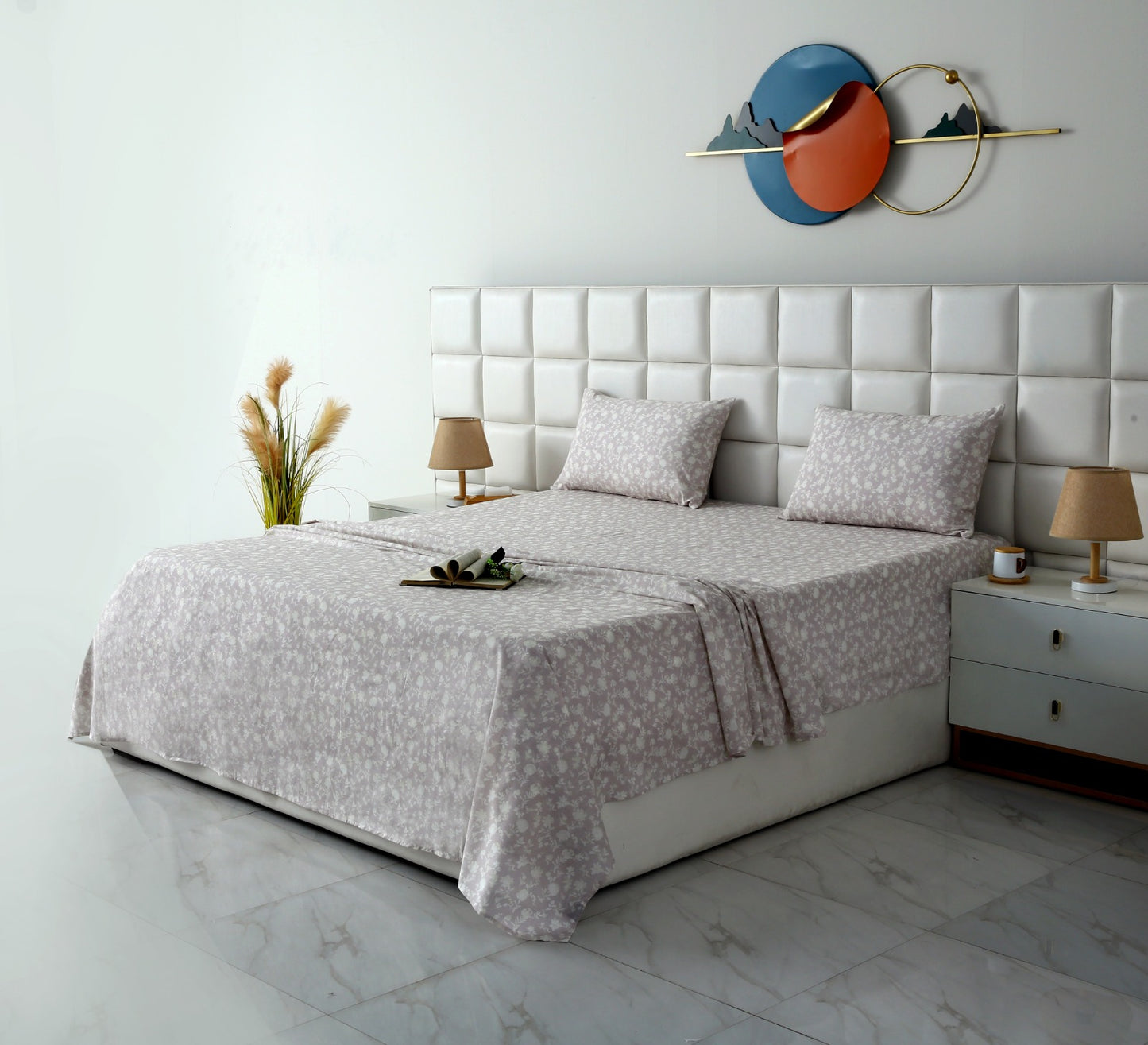 3 PCs Double Bed Sheet With Same Packing- Lily of the Valley Bed Sheets Apricot