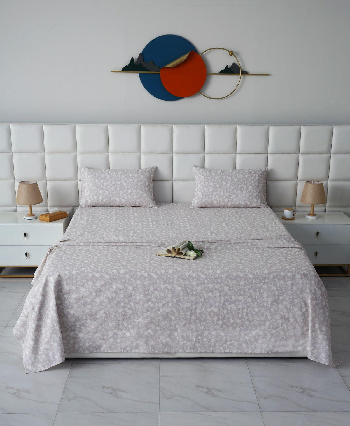 3 PCs Double Bed Sheet With Same Packing- Lily of the Valley Bed Sheets Apricot