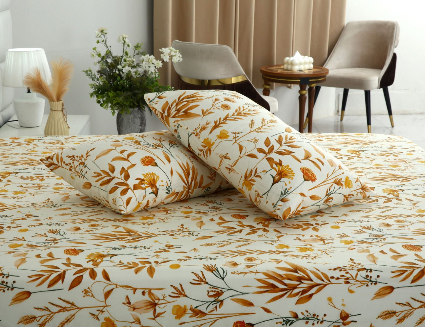 Fitted Bed Sheet- PFT007 Fitted Sheets Apricot
