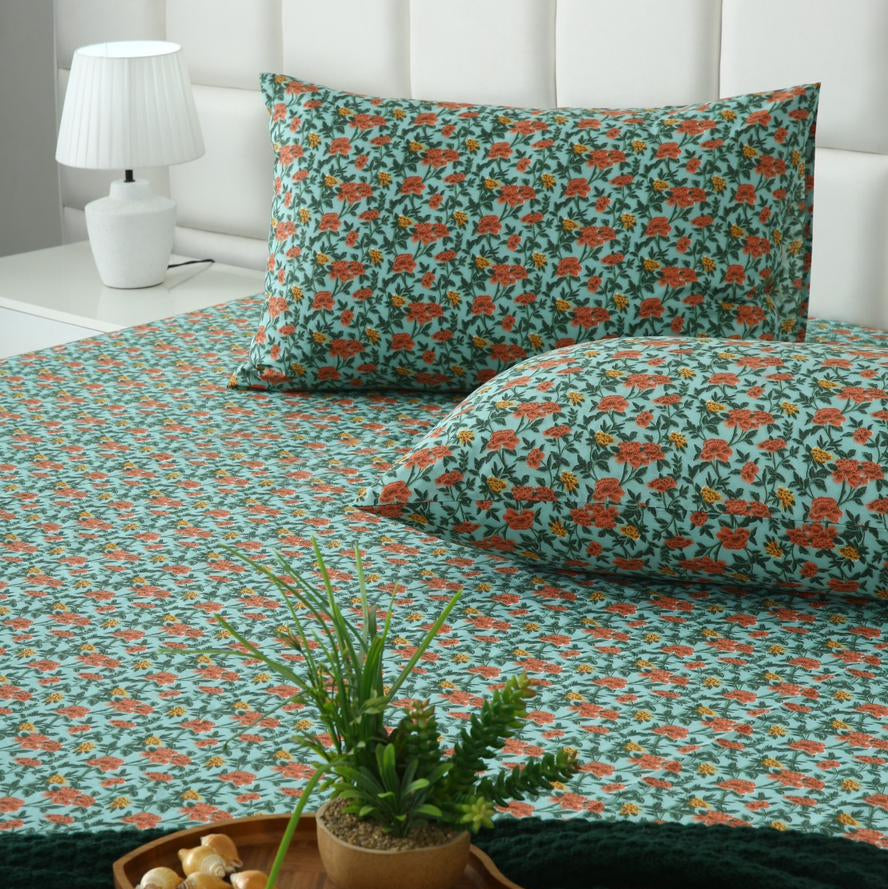 Percale Fitted Bed Sheet- Coral Cove Fitted Sheets Apricot