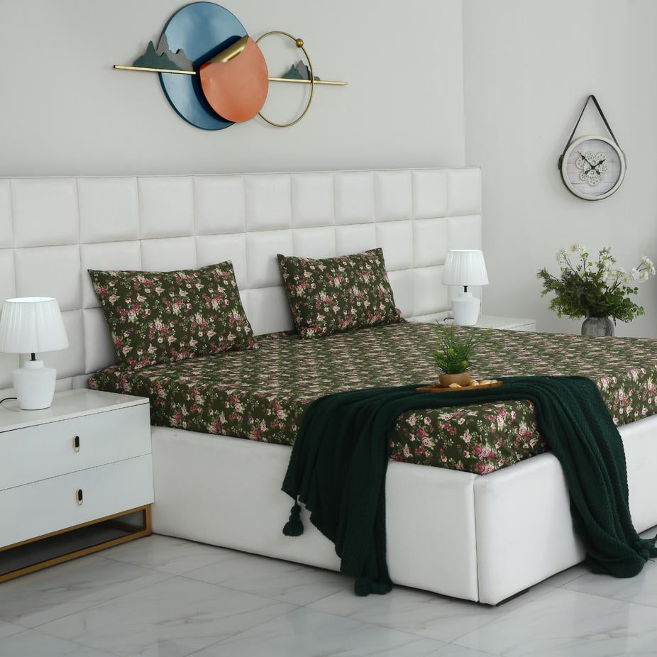 Percale Cotton Fitted Bed Sheet- Moss & Rose Fitted Sheets Apricot