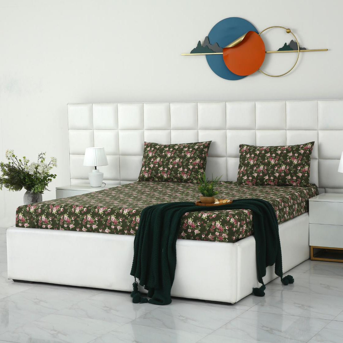 Percale Cotton Fitted Bed Sheet- Moss & Rose Fitted Sheets Apricot
