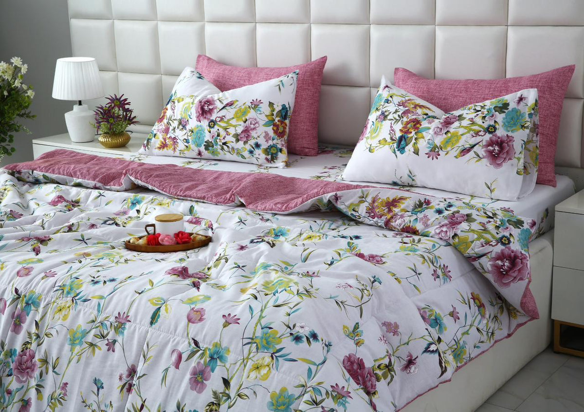 6 PCs Summer Comforter Set- COM007 Bed Spread Apricot