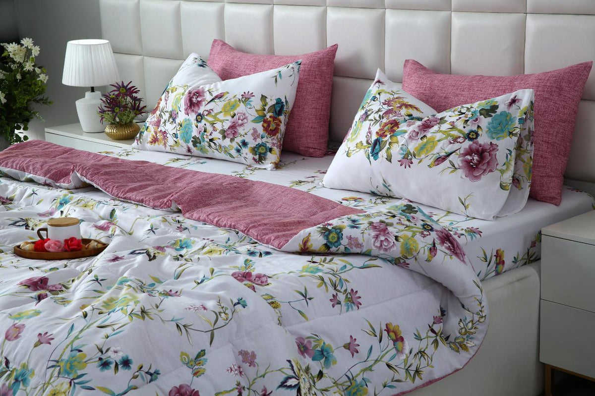 6 PCs Summer Comforter Set- COM007 Bed Spread Apricot