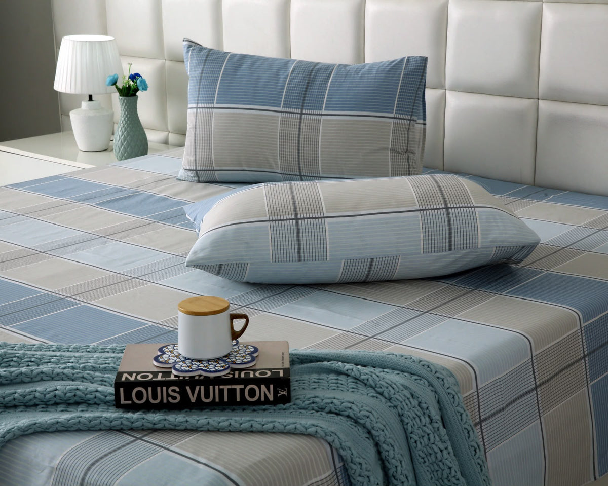 3 PCs Double Bed Sheet With Same Packing- Cobblestone BED SHEET Apricot