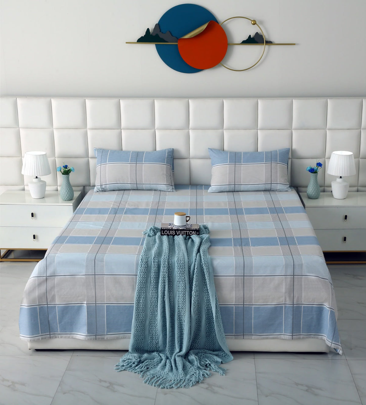 3 PCs Double Bed Sheet With Same Packing- Cobblestone BED SHEET Apricot