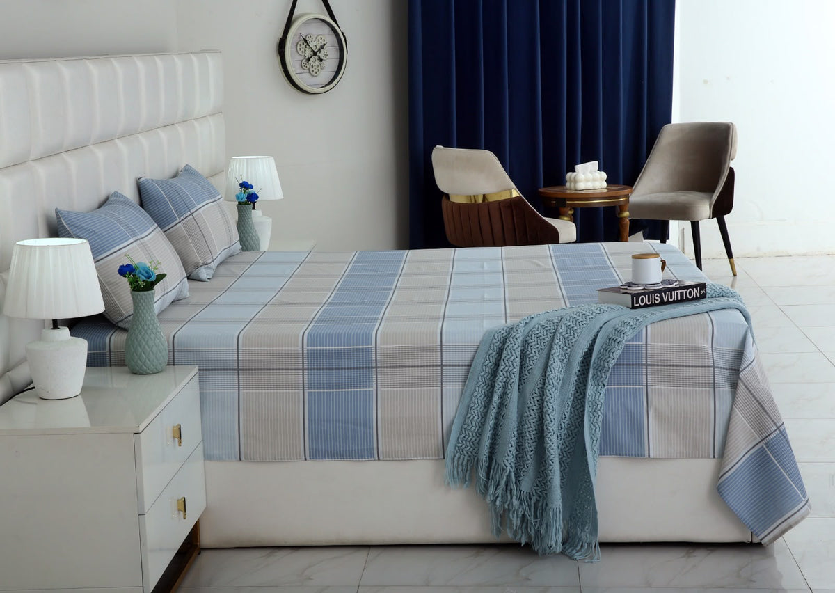 3 PCs Double Bed Sheet With Same Packing- Cobblestone BED SHEET Apricot