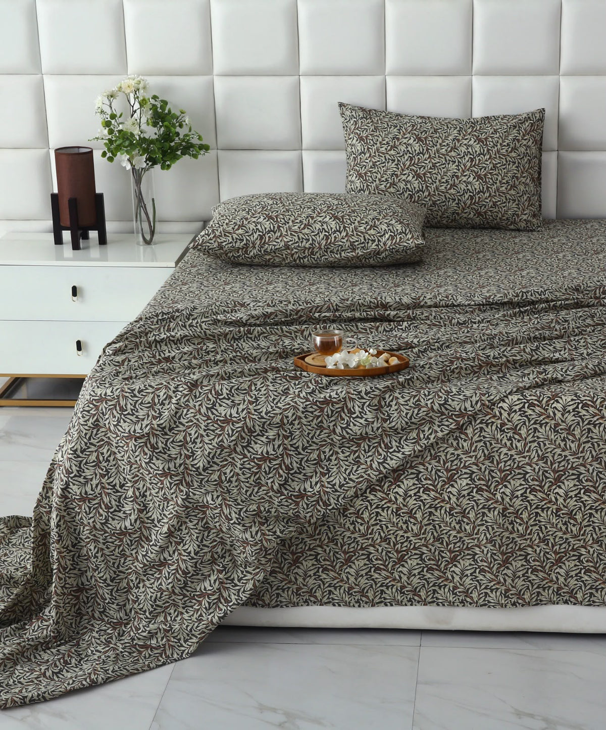 3 PCs Double Bed Sheet With Same Packing- Brown Hawaii BED SHEET Apricot