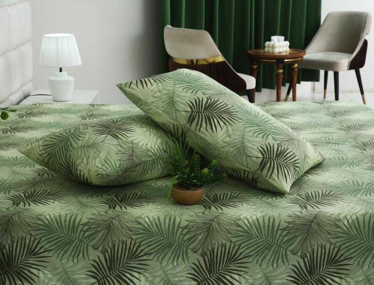 3 PCs Double Bed Sheet With Same Packing- Leaved Vanilla BED SHEET Apricot