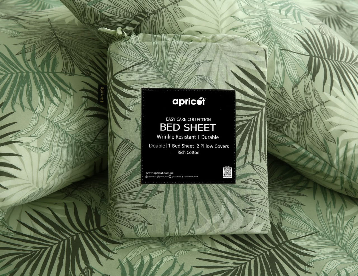 3 PCs Double Bed Sheet With Same Packing- Leaved Vanilla BED SHEET Apricot