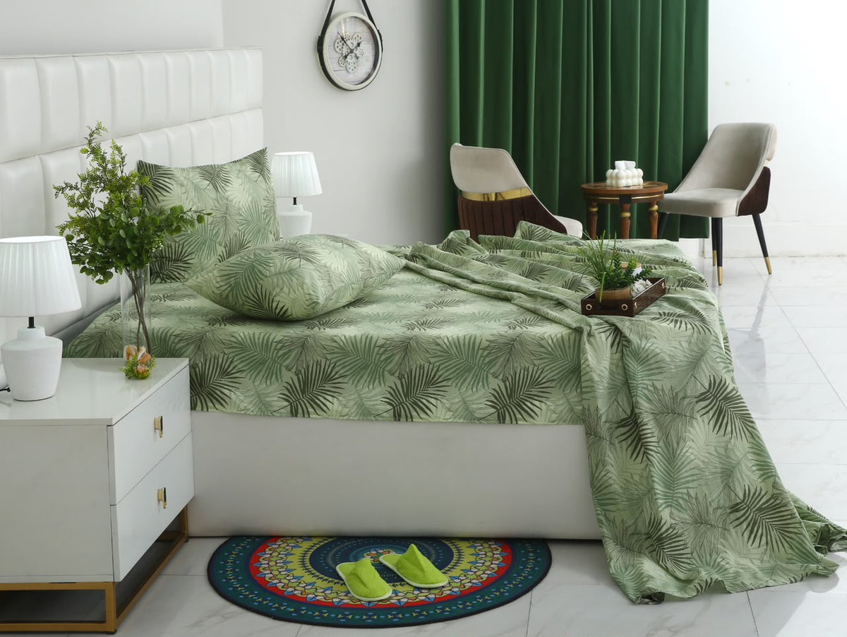 3 PCs Double Bed Sheet With Same Packing- Leaved Vanilla BED SHEET Apricot