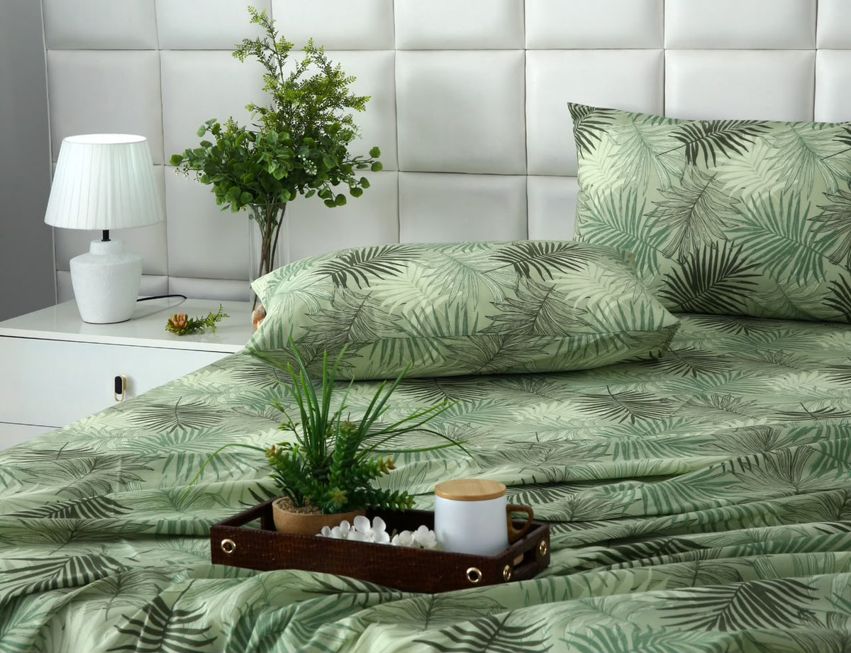 3 PCs Double Bed Sheet With Same Packing- Leaved Vanilla BED SHEET Apricot