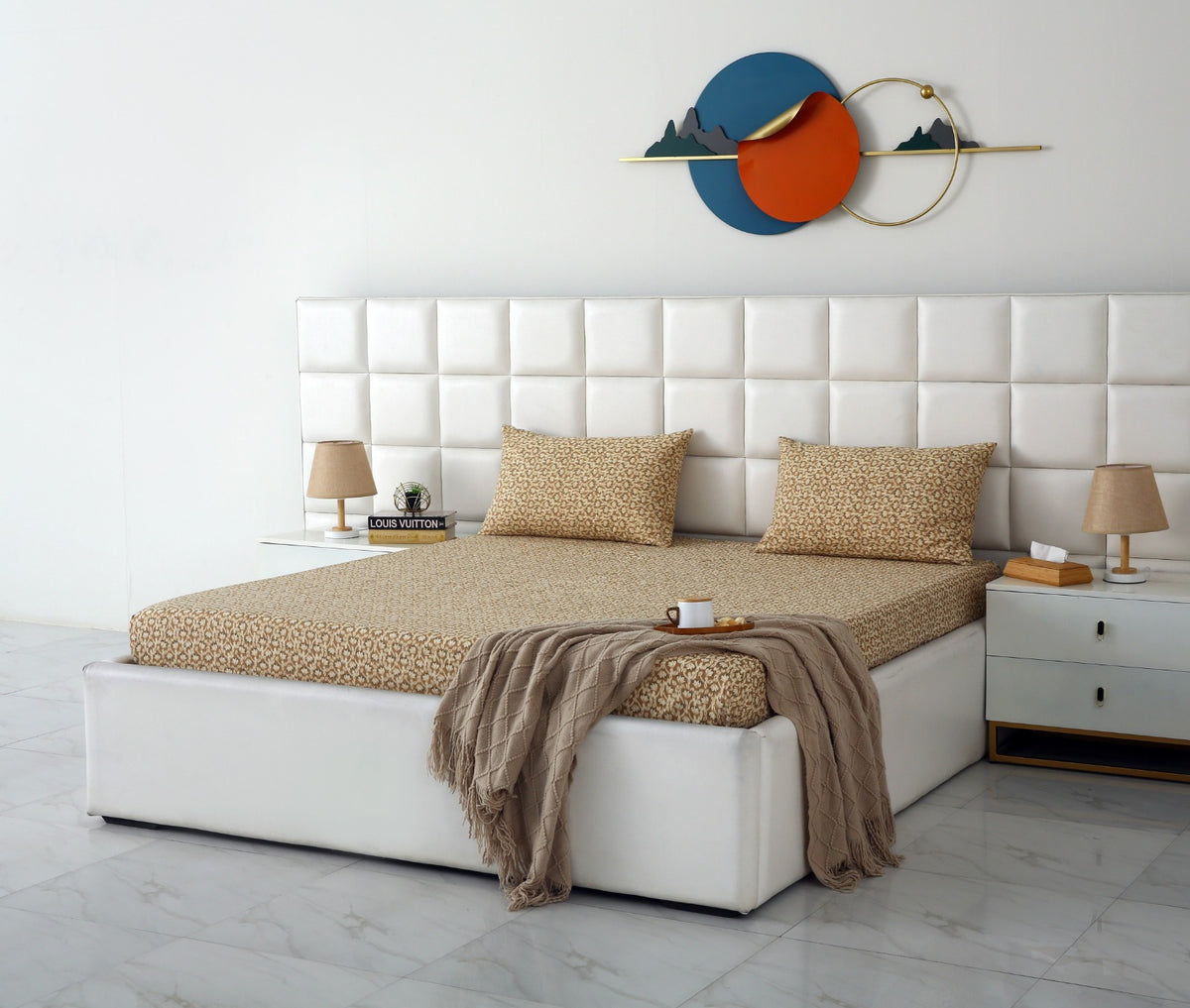 Fitted Bed Sheet- PFT0283 Fitted Sheets Apricot