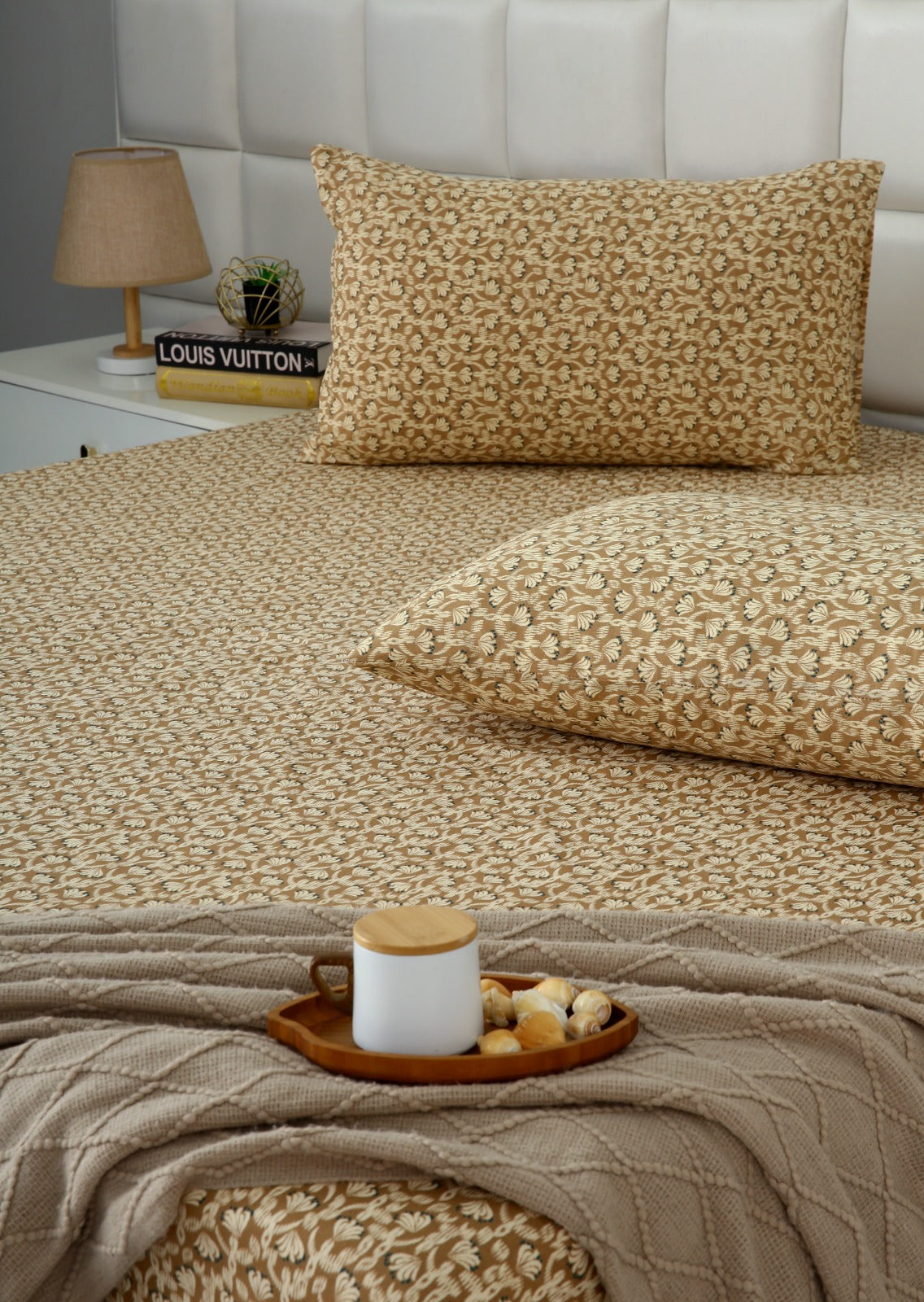 Fitted Bed Sheet- PFT0283 Fitted Sheets Apricot