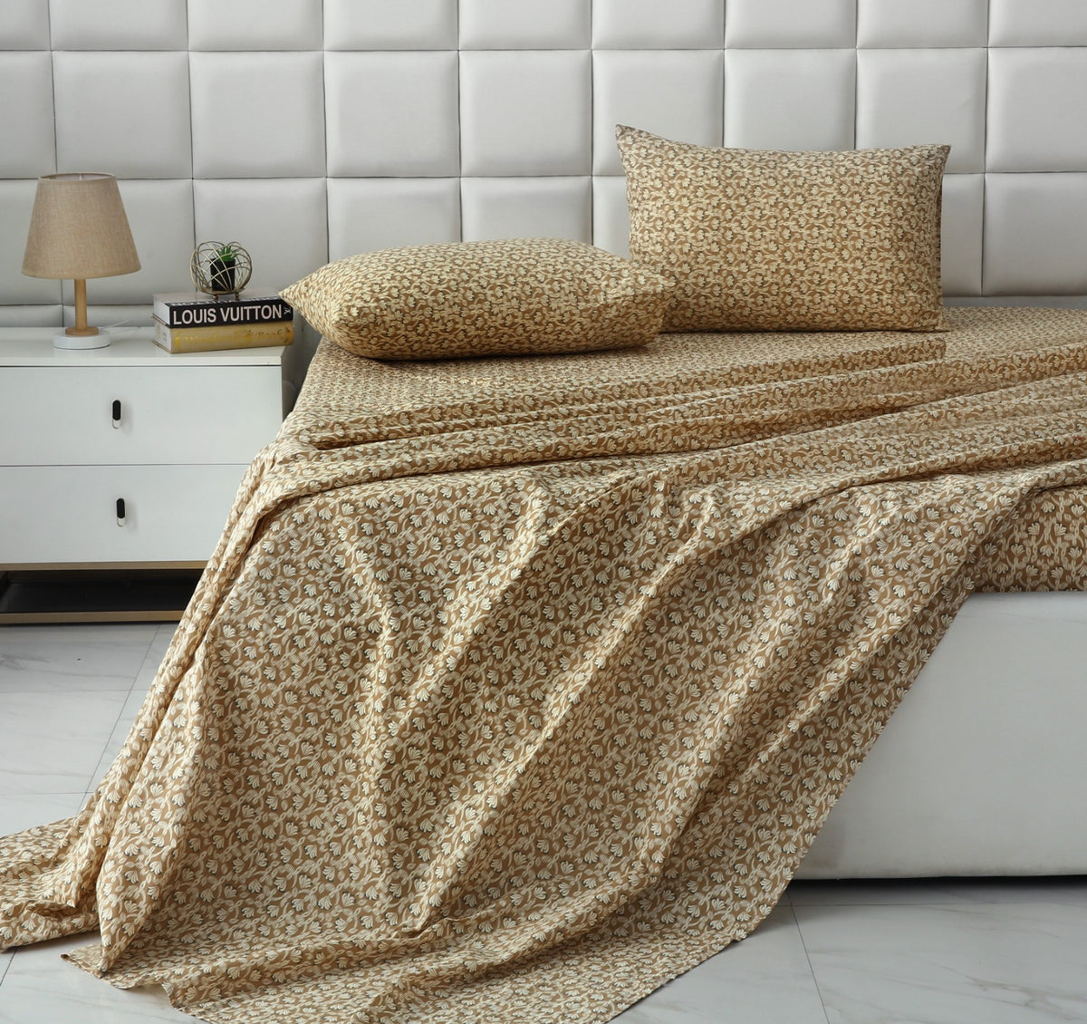 Fitted Bed Sheet- PFT0283 Fitted Sheets Apricot