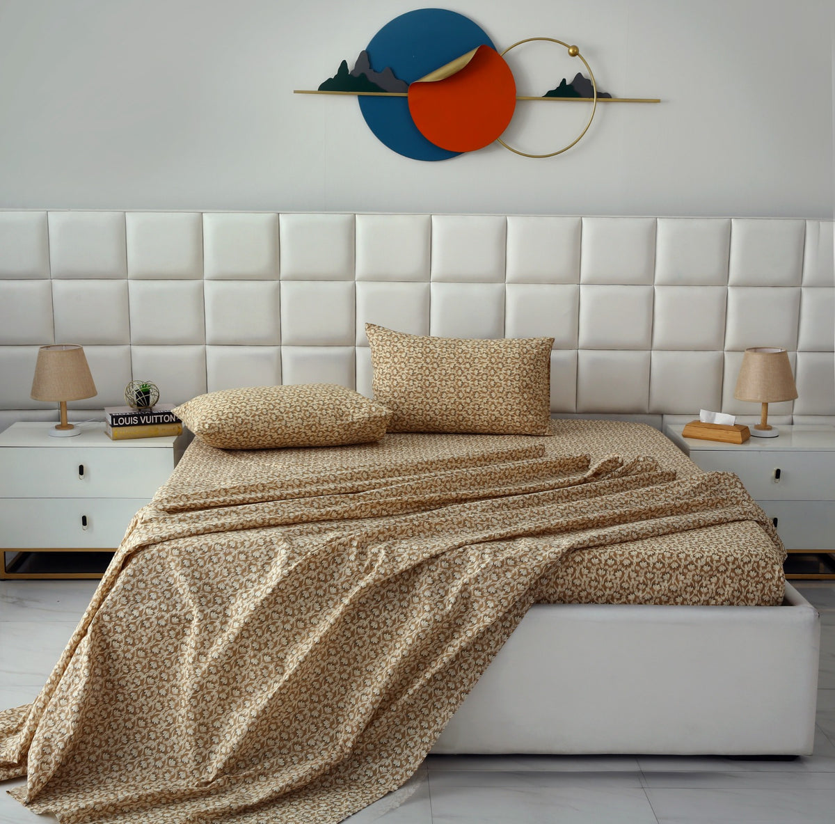 Fitted Bed Sheet- PFT0283 Fitted Sheets Apricot