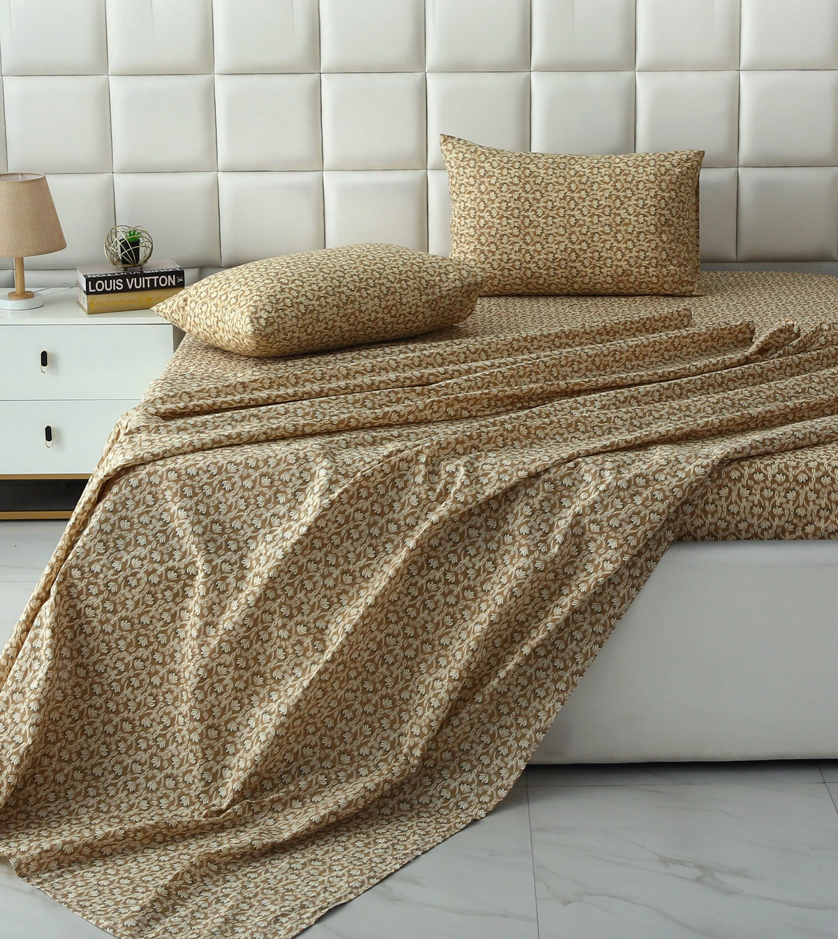 Fitted Bed Sheet- PFT0283 Fitted Sheets Apricot