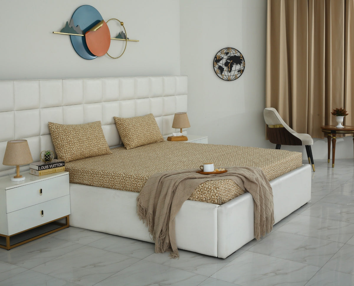 Fitted Bed Sheet- PFT0283 Fitted Sheets Apricot