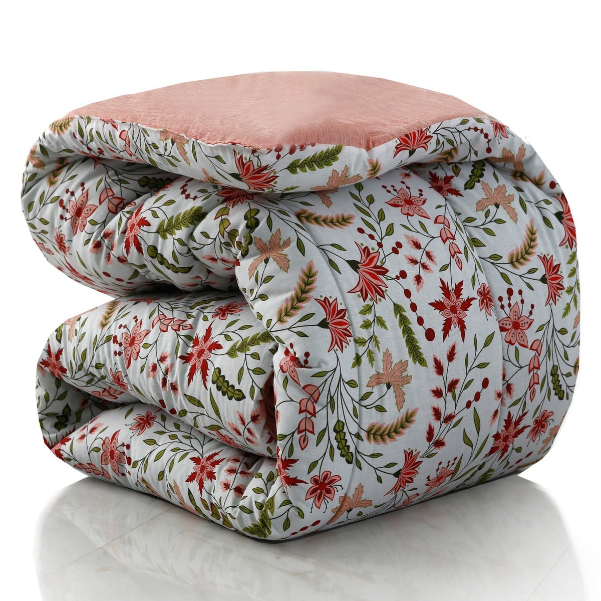 8 PCs Premium Winter Razai Set- Autumn Petals Comforters Apricot