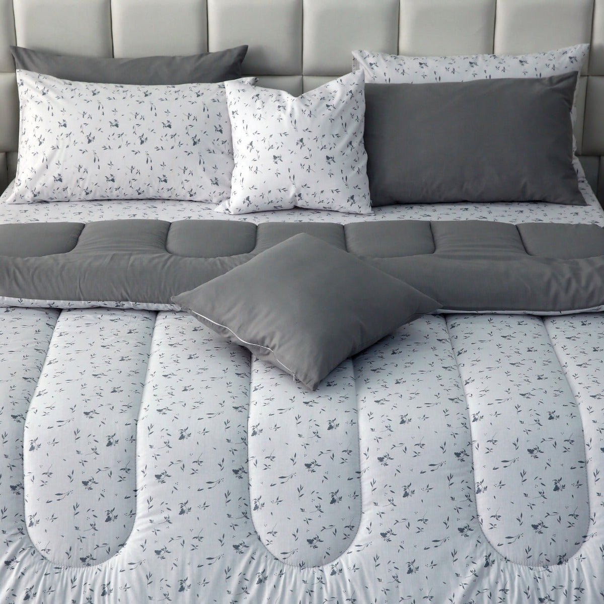 8 PCs Premium Winter Razai Set- Silver Spring Comforters Apricot