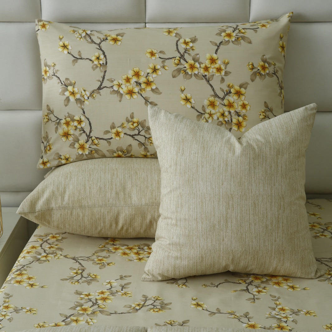 8 PCs Premium Winter Razai Set- Primrose Glow Comforters Apricot
