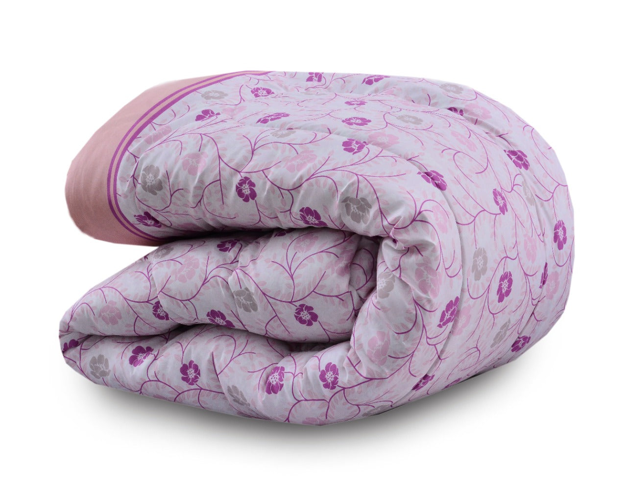 1 PC Single Comforter-Fuchsia Flower Comforters Apricot