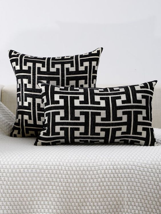 2 PCs Digital Printed Cotton Cushions-Modern Geometric cushions Apricot