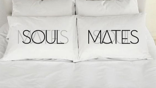 2 PCs Digital Printed Couple Pillow-SOUL/MATES cushions Apricot
