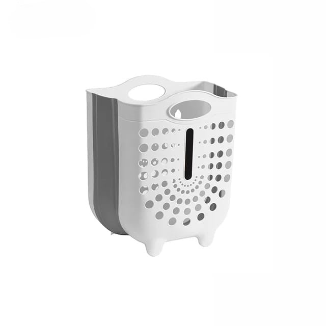 Collapsible Laundry Basket Apricot White