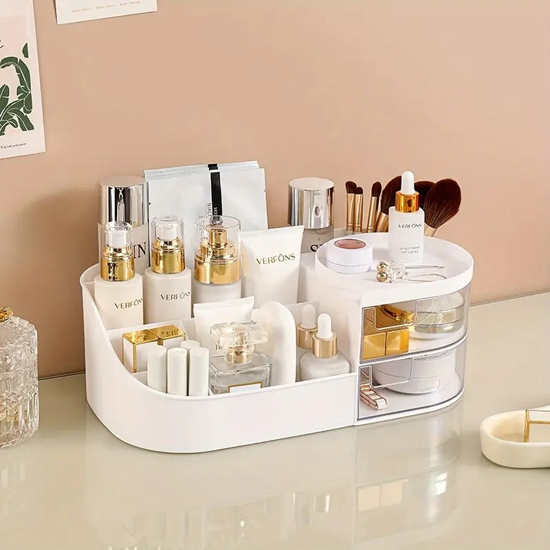 1pc Rotating Cosmetic Organizer-white Cosmetic Organizer Apricot