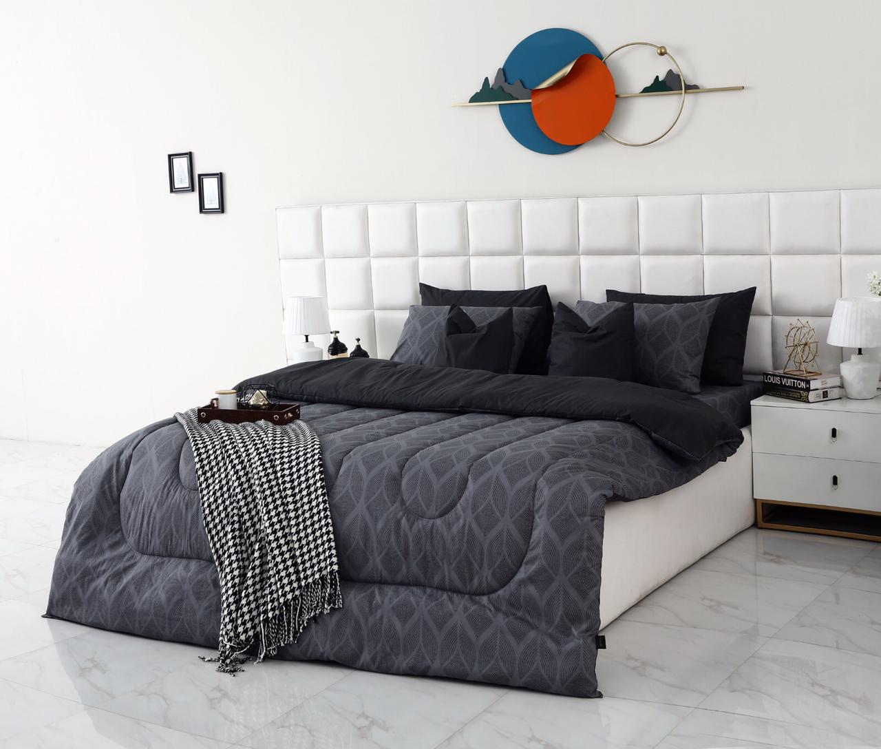 8 PCs Winter Comforter Set-Ash Black
