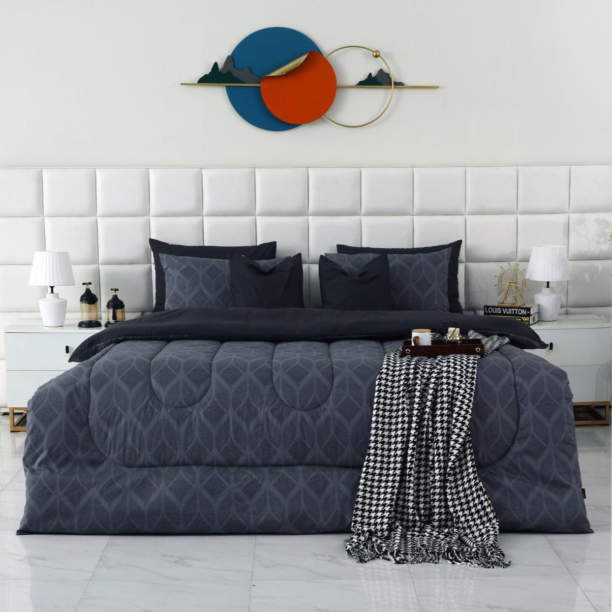 8 PCs Winter Comforter Set-Ash Black