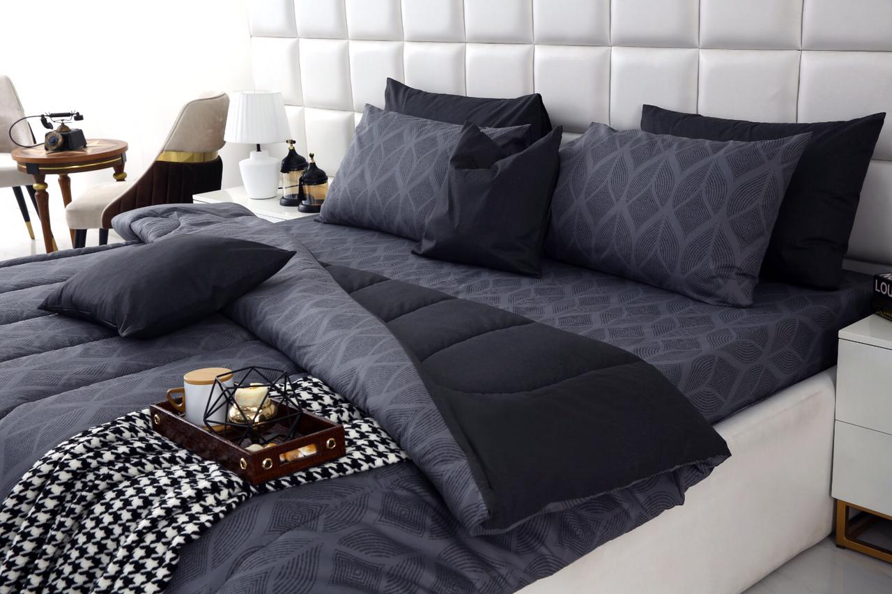 8 PCs Winter Comforter Set-Ash Black